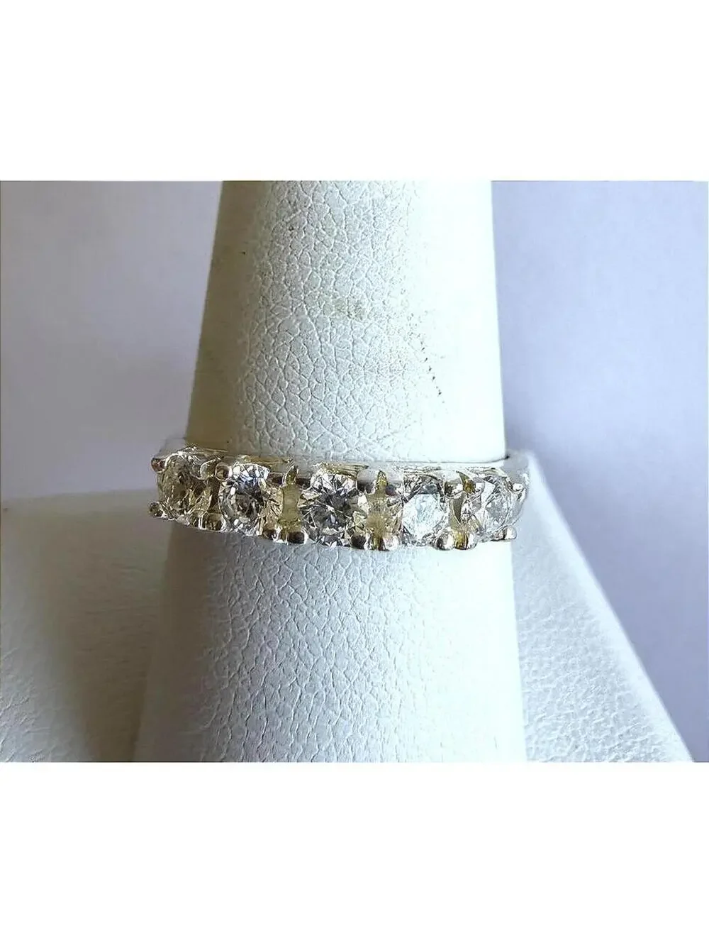 Silver Band Ring with Clear Stones Stamp UTC 925 Size 8.5